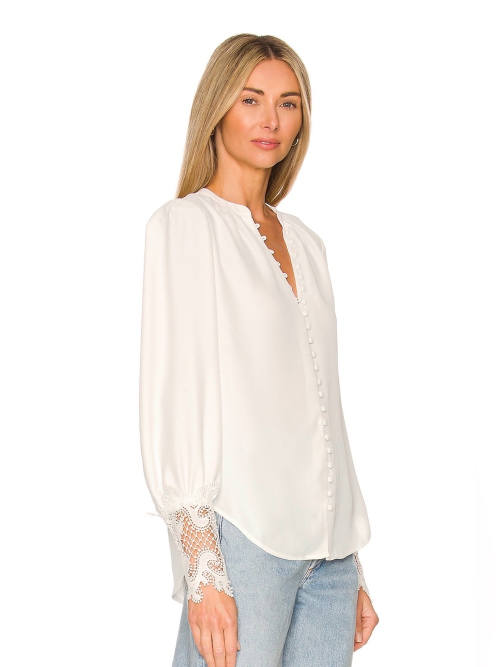 L'AGENCE Ava Lace Cuff Blouse | Size S - Picture 2 of 12